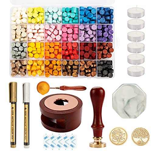 644PCS WachsSiegel Stempel Kit, 24 Farbe SiegelWachs Set, 600PCS WachsSiegel Perlen/Metall Stempel/Schmelzen Werkzeug/Wachs Matte/Aufkleber für Umschläge Brief Hochzeit DIY Dekoration Geschenk (04) 644PCS WachsSiegel Stempel Kit, 24 Farbe SiegelWachs Set, 600PCS WachsSiegel Perlen/Metall Stempel/Schmelzen Werkzeug/Wachs Matte/Aufkleber für Umschläge Brief Hochzeit DIY Dekoration Geschenk (04) von LangRay