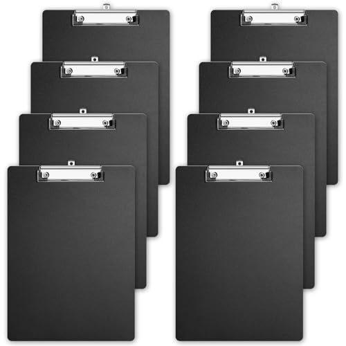 Klemmbrett A4, 8 Stück Schreibbrett Zwischenablage Schreibblock Schreibplatte mit Aufhängeose und Metallklammern Kunststoff Klemmbretter A4 Clipboard für Studenten Lehrer Büro Schule, Schwarz Klemmbrett A4, 8 Stück Schreibbrett Zwischenablage Schreibblock Schreibplatte mit Aufhängeose und Metallklammern Kunststoff Klemmbretter A4 Clipboard für Studenten Lehrer Büro Schule, Schwarz von LangRay