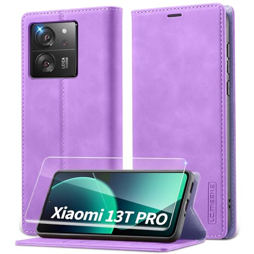Handyhülle für Xiaomi 13T Hülle, Xiaomi 13T Pro Hülle mit Panzerglas, Premium PU Leder Schutzhülle, RFID Sperrung Flip Wallet Case für Xiaomi Mi 13T/13T Pro Klapphülle, Lila Handyhülle für Xiaomi 13T Hülle, Xiaomi 13T Pro Hülle mit Panzerglas, Premium PU Leder Schutzhülle, RFID Sperrung Flip Wallet Case für Xiaomi Mi 13T/13T Pro Klapphülle, Lila von Lanhiem