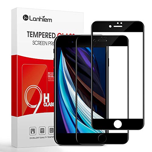 Lanhiem [2 Stück] iPhone 7 / iPhone 8 Schutzfolie, [2.5D Vollständige Abdeckung] Hüllenfreundlich, 9H Härtegrad Folie für iPhone 7/8, Schwarz von Lanhiem