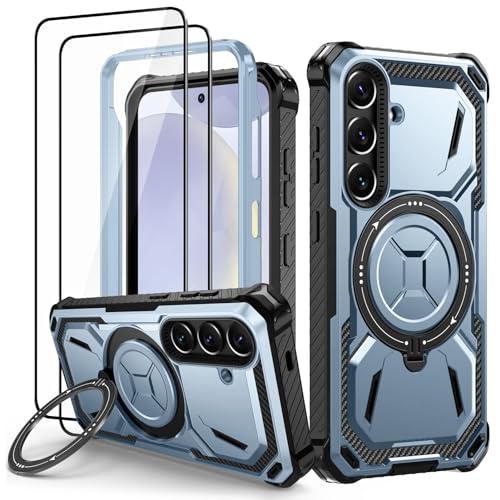 Lanhiem Handyhülle für Samsung Galaxy S24 Hülle mit 2 Stück Panzerglas und 360° Ring Ständer, Militärischer Stoßfest Schutzhülle für Samsung Galaxy S24 Case, Blau Lanhiem Handyhülle für Samsung Galaxy S24 Hülle mit 2 Stück Panzerglas und 360° Ring Ständer, Militärischer Stoßfest Schutzhülle für Samsung Galaxy S24 Case, Blau von Lanhiem