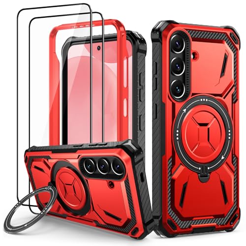 Lanhiem Handyhülle für Samsung Galaxy S24 Plus Hülle mit 2 Stück Panzerglas und 360° Ring Ständer, Militärischer Stoßfest Schutzhülle für Samsung Galaxy S24 Plus Case, Rot Lanhiem Handyhülle für Samsung Galaxy S24 Plus Hülle mit 2 Stück Panzerglas und 360° Ring Ständer, Militärischer Stoßfest Schutzhülle für Samsung Galaxy S24 Plus Case, Rot von Lanhiem