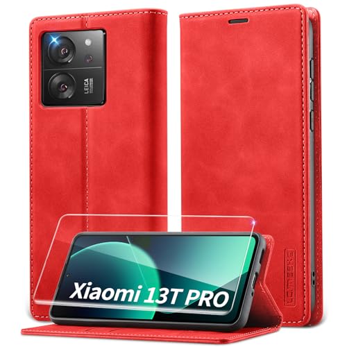 Lanhiem Handyhülle für Xiaomi 13T Hülle, Xiaomi 13T Pro Hülle mit Panzerglas, Premium PU Leder Schutzhülle, RFID Sperrung Flip Wallet Case für Xiaomi Mi 13T/13T Pro Klapphülle, Rot Lanhiem Handyhülle für Xiaomi 13T Hülle, Xiaomi 13T Pro Hülle mit Panzerglas, Premium PU Leder Schutzhülle, RFID Sperrung Flip Wallet Case für Xiaomi Mi 13T/13T Pro Klapphülle, Rot von Lanhiem