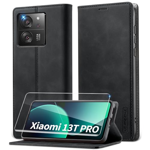 Lanhiem Handyhülle für Xiaomi 13T Hülle, Xiaomi 13T Pro Hülle mit Panzerglas, Premium PU Leder Schutzhülle, RFID Sperrung Flip Wallet Case für Xiaomi Mi 13T/13T Pro Klapphülle, Schwarz Lanhiem Handyhülle für Xiaomi 13T Hülle, Xiaomi 13T Pro Hülle mit Panzerglas, Premium PU Leder Schutzhülle, RFID Sperrung Flip Wallet Case für Xiaomi Mi 13T/13T Pro Klapphülle, Schwarz von Lanhiem