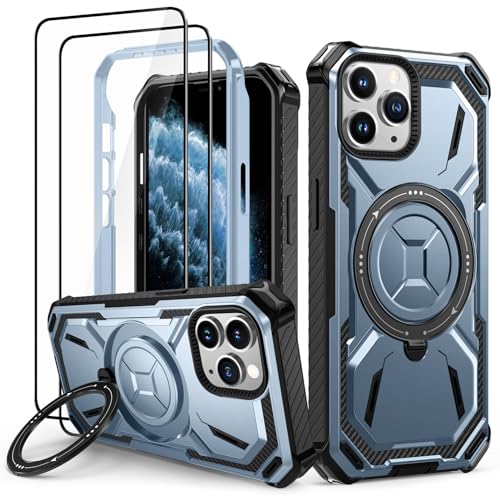 Lanhiem Handyhülle für iPhone 11 Pro Hülle mit 2 Stück Panzerglas und 360° Ring Ständer, Militärischer Stoßfest Schutzhülle für iPhone 11 Pro Case, Blau Lanhiem Handyhülle für iPhone 11 Pro Hülle mit 2 Stück Panzerglas und 360° Ring Ständer, Militärischer Stoßfest Schutzhülle für iPhone 11 Pro Case, Blau von Lanhiem