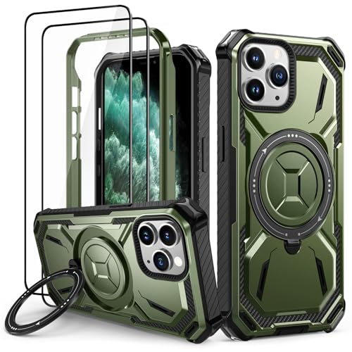 Lanhiem Handyhülle für iPhone 11 Pro Hülle mit 2 Stück Panzerglas und 360° Ring Ständer, Militärischer Stoßfest Schutzhülle für iPhone 11 Pro Case, Grün Lanhiem Handyhülle für iPhone 11 Pro Hülle mit 2 Stück Panzerglas und 360° Ring Ständer, Militärischer Stoßfest Schutzhülle für iPhone 11 Pro Case, Grün von Lanhiem