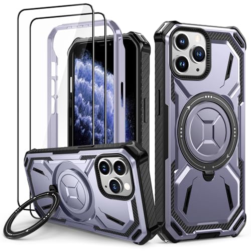 Lanhiem Handyhülle für iPhone 11 Pro Hülle mit 2 Stück Panzerglas und 360° Ring Ständer, Militärischer Stoßfest Schutzhülle für iPhone 11 Pro Case, Lila Lanhiem Handyhülle für iPhone 11 Pro Hülle mit 2 Stück Panzerglas und 360° Ring Ständer, Militärischer Stoßfest Schutzhülle für iPhone 11 Pro Case, Lila von Lanhiem