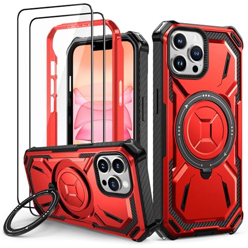 Lanhiem Handyhülle für iPhone 13 Pro Max Hülle mit 2 Stück Panzerglas und 360° Ring Ständer, Militärischer Stoßfest Schutzhülle für iPhone 13 Pro Max Case, Rot Lanhiem Handyhülle für iPhone 13 Pro Max Hülle mit 2 Stück Panzerglas und 360° Ring Ständer, Militärischer Stoßfest Schutzhülle für iPhone 13 Pro Max Case, Rot von Lanhiem