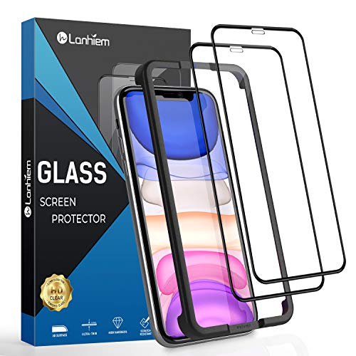 Lanhiem [2 Stück] Hartglas für iPhone 11/iPhone XR, [vollständige Abdeckung] [blasenfrei] [9H Härte] [3D-Touch] Displayschutzfolie kratzfest für iPhone XR/iPhone 11 6,1 Zoll, Schwarz von Lanhiem