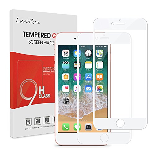 Lanhiem Schutzfolie für iPhone 7 / iPhone 8, [Vollständige Abdeckung] Hüllenfreundlich, 9H Härtegrad, Anti-Kratzer Folie, Schwarz [2 Stück] von Lanhiem