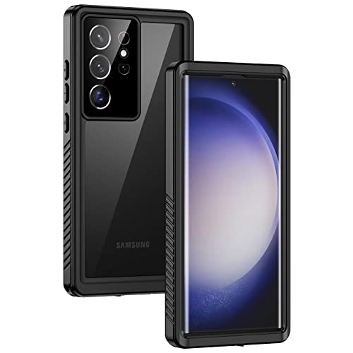 Lanhiem Schutzhülle für Samsung S23 Ultra, wasserdicht, staubdicht, stoßfest, mit integriertem Displayschutz, Ganzkörper-Unterwasser-Schutzhülle für Galaxy S23 Ultra 6,8 Zoll (Schwarz) von Lanhiem