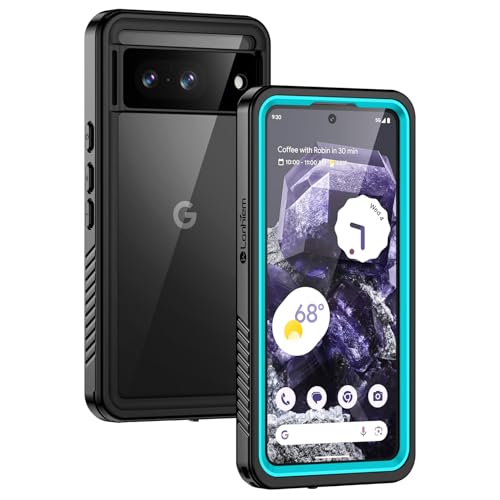 Lanhiem für Google Pixel 8 Hülle, IP68 Wasserdicht Handyhülle Google 8 360 Grad Schutzhülle, Stoßfest Staubdicht Schneefest Outdoor Panzerhülle mit Eingebautem Displayschutz, Blau von Lanhiem