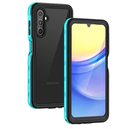 Lanhiem für Samsung Galaxy A15 4G/5G Hülle, IP68 Wasserdicht Handyhülle Samsung A15 360 Grad Stoßfest Staubdicht Outdoor Panzerhülle mit Eingebautem Displayschutz, Blau von Lanhiem