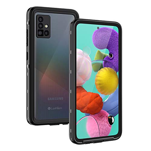 Lanhiem für Samsung Galaxy A51 Hülle 4G, IP68 Wasserdicht 360 Grad Handyhülle Samsung A51 Schutzhülle, Stoßfest Staubdicht Schneefest Outdoor Panzerhülle mit Eingebautem Displayschutz, Schwarz von Lanhiem