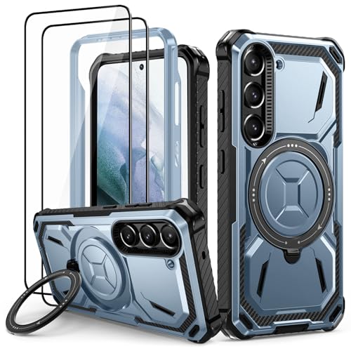 Lanhiem für Samsung Galaxy S21 Hülle mit 2 Stück Schutzfolie, 360° Ring Ständer Schutzhülle, Militärischer Stoßfest Handyhülle für Samsung S21 5G Case, Blau Lanhiem für Samsung Galaxy S21 Hülle mit 2 Stück Schutzfolie, 360° Ring Ständer Schutzhülle, Militärischer Stoßfest Handyhülle für Samsung S21 5G Case, Blau von Lanhiem