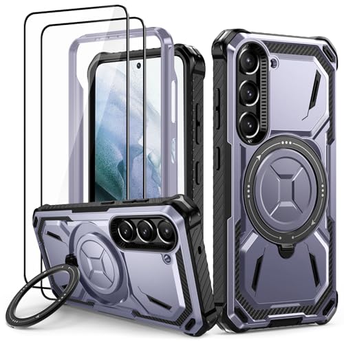 Lanhiem für Samsung Galaxy S21 Hülle mit 2 Stück Schutzfolie, 360° Ring Ständer Schutzhülle, Militärischer Stoßfest Handyhülle für Samsung S21 5G Case, Lila Lanhiem für Samsung Galaxy S21 Hülle mit 2 Stück Schutzfolie, 360° Ring Ständer Schutzhülle, Militärischer Stoßfest Handyhülle für Samsung S21 5G Case, Lila von Lanhiem