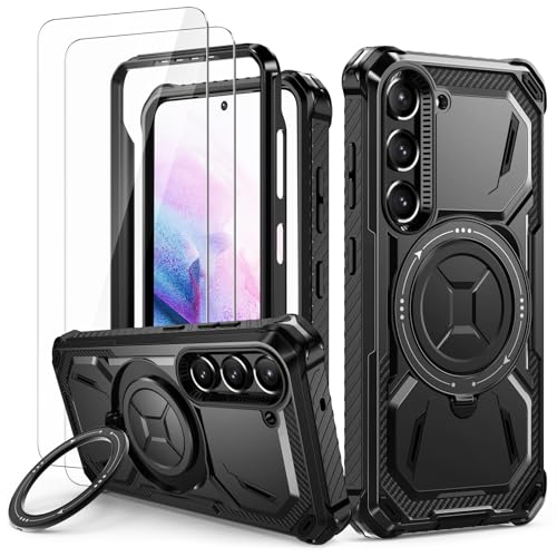 Lanhiem für Samsung Galaxy S21 Plus Hülle mit 2 Stück Schutzfolie, 360° Ring Ständer Schutzhülle, Militärischer Stoßfest Handyhülle für Samsung Galaxy S21 Plus Case, Schwarz Lanhiem für Samsung Galaxy S21 Plus Hülle mit 2 Stück Schutzfolie, 360° Ring Ständer Schutzhülle, Militärischer Stoßfest Handyhülle für Samsung Galaxy S21 Plus Case, Schwarz von Lanhiem