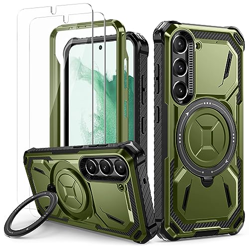 Lanhiem für Samsung Galaxy S22 Hülle mit 2 Stück Schutzfolie, 360 ° Ring Ständer Schutzhülle, Militärischer Stoßfest Handyhülle für Samsung S22 Case, Grün Lanhiem für Samsung Galaxy S22 Hülle mit 2 Stück Schutzfolie, 360 ° Ring Ständer Schutzhülle, Militärischer Stoßfest Handyhülle für Samsung S22 Case, Grün von Lanhiem