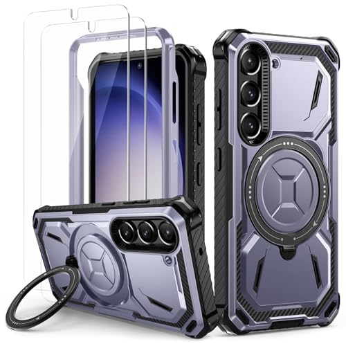 Lanhiem für Samsung Galaxy S23 Hülle mit 2 Stück Schutzfolie, 360° Ring Ständer Schutzhülle, Militärischer Stoßfest Handyhülle für Samsung Galaxy S23 Case, Lila Lanhiem für Samsung Galaxy S23 Hülle mit 2 Stück Schutzfolie, 360° Ring Ständer Schutzhülle, Militärischer Stoßfest Handyhülle für Samsung Galaxy S23 Case, Lila von Lanhiem