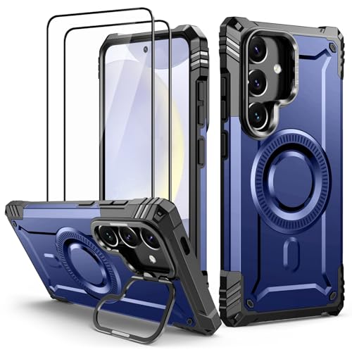 Lanhiem für Samsung Galaxy S24 Hülle für Magsafe mit Kamera Ständer und 2 Stück Schutzfolie, Handyhülle für Samsung S24 Schutzhülle Militär Stoßfest Case, Blau Lanhiem für Samsung Galaxy S24 Hülle für Magsafe mit Kamera Ständer und 2 Stück Schutzfolie, Handyhülle für Samsung S24 Schutzhülle Militär Stoßfest Case, Blau von Lanhiem