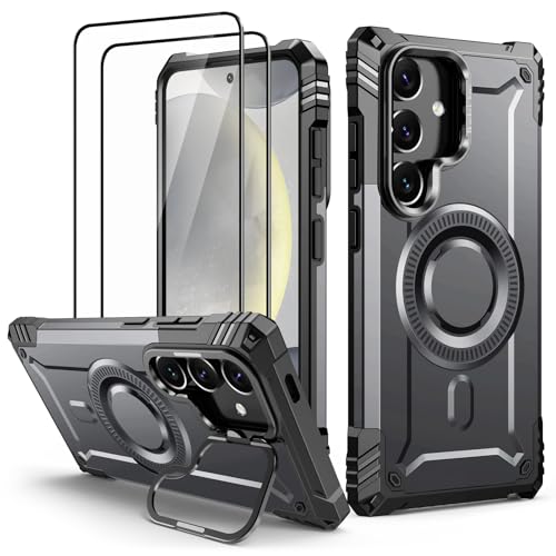 Lanhiem für Samsung Galaxy S24 Hülle für Magsafe mit Kamera Ständer und 2 Stück Schutzfolie, Handyhülle für Samsung S24 Schutzhülle Militär Stoßfest Case, Grau Lanhiem für Samsung Galaxy S24 Hülle für Magsafe mit Kamera Ständer und 2 Stück Schutzfolie, Handyhülle für Samsung S24 Schutzhülle Militär Stoßfest Case, Grau von Lanhiem