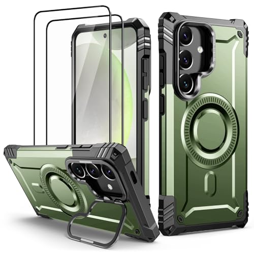 Lanhiem für Samsung Galaxy S24 Hülle für Magsafe mit Kamera Ständer und 2 Stück Schutzfolie, Handyhülle für Samsung S24 Schutzhülle Militär Stoßfest Case, Grün Lanhiem für Samsung Galaxy S24 Hülle für Magsafe mit Kamera Ständer und 2 Stück Schutzfolie, Handyhülle für Samsung S24 Schutzhülle Militär Stoßfest Case, Grün von Lanhiem