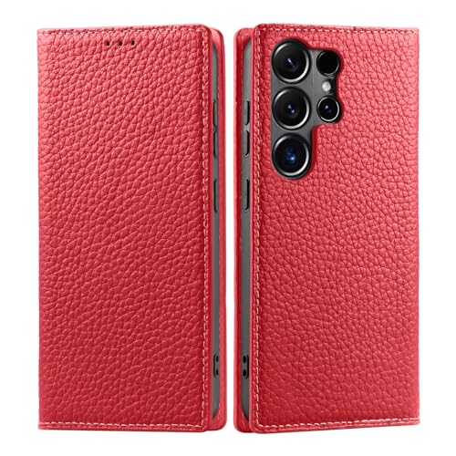 Lanhiem für Samsung Galaxy S24 Ultra 5G Hülle, Premium Echt Lederhülle Samsung S24 Ultra mit Standfunktion Kartenfächern Klapphülle Handyhülle Magnet RFID Blocker Stoßfest Schutzhülle, Rot Lanhiem für Samsung Galaxy S24 Ultra 5G Hülle, Premium Echt Lederhülle Samsung S24 Ultra mit Standfunktion Kartenfächern Klapphülle Handyhülle Magnet RFID Blocker Stoßfest Schutzhülle, Rot von Lanhiem