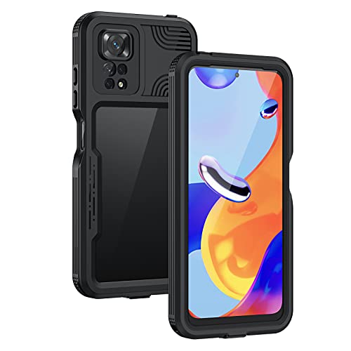 Lanhiem für Xiaomi Redmi Note 11 Pro 5G Hülle, IP68 Wasserdicht Handyhülle Xiaomi Note 11 Pro 360 Grad Schutzhülle Stoßfest Staubdicht Outdoor Panzerhülle mit Eingebautem Displayschutz, Schwarz von Lanhiem