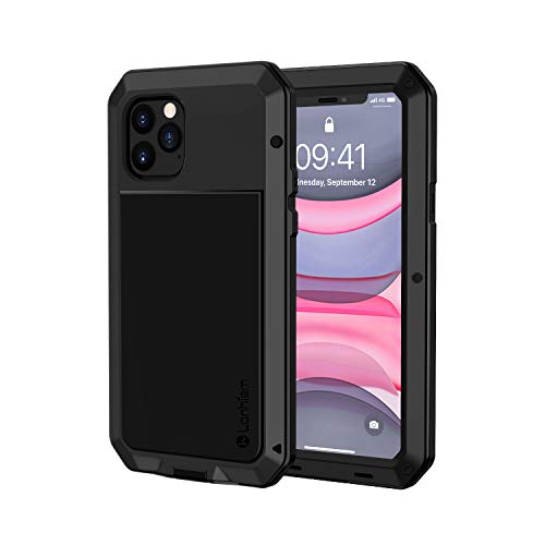 Lanhiem für iPhone 11 Pro Hülle, 360 Grad Outdoor Schutzhülle Stoßfest Tough Armor Metall Ganzkörper Panzerhülle Staubdicht Heavy Duty Case mit Eingebautem Displayschutz für iPhone 11 Pro, Schwarz von Lanhiem