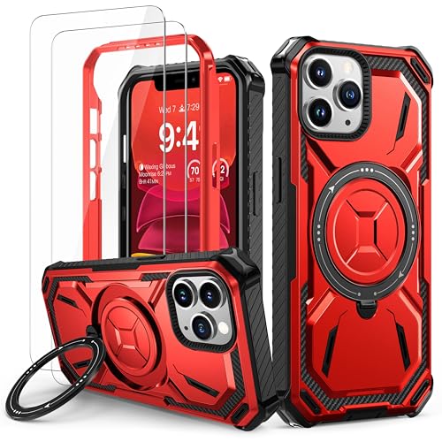 Lanhiem für iPhone 11 Pro Max Hülle mit 2 Stück Schutzfolie, 360° Ring Ständer Schutzhülle, Militärischer Stoßfest Handyhülle für iPhone 11 Pro Max Case, Rot Lanhiem für iPhone 11 Pro Max Hülle mit 2 Stück Schutzfolie, 360° Ring Ständer Schutzhülle, Militärischer Stoßfest Handyhülle für iPhone 11 Pro Max Case, Rot von Lanhiem