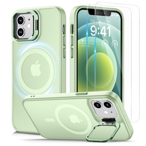 Lanhiem für iPhone 12 Hülle/für iPhone 12 Pro Hülle für MagSafe mit Ständer und 2 Stück Schutzfolie, Magnetische Stoßfest Handyhülle für iPhone 12 Case Schutzhülle Durchscheinende Matt Cover, Grün Lanhiem für iPhone 12 Hülle/für iPhone 12 Pro Hülle für MagSafe mit Ständer und 2 Stück Schutzfolie, Magnetische Stoßfest Handyhülle für iPhone 12 Case Schutzhülle Durchscheinende Matt Cover, Grün von Lanhiem