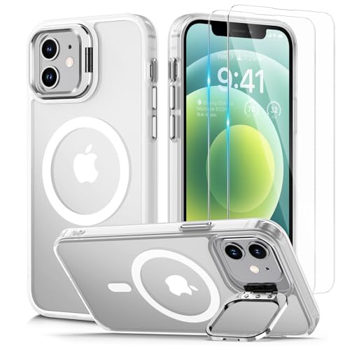 Lanhiem für iPhone 12 Hülle/für iPhone 12 Pro Hülle für MagSafe mit Ständer und 2 Stück Schutzfolie, Magnetische Stoßfest Handyhülle für iPhone 12 Case Schutzhülle Durchscheinende Matt Cover, Weiß Lanhiem für iPhone 12 Hülle/für iPhone 12 Pro Hülle für MagSafe mit Ständer und 2 Stück Schutzfolie, Magnetische Stoßfest Handyhülle für iPhone 12 Case Schutzhülle Durchscheinende Matt Cover, Weiß von Lanhiem