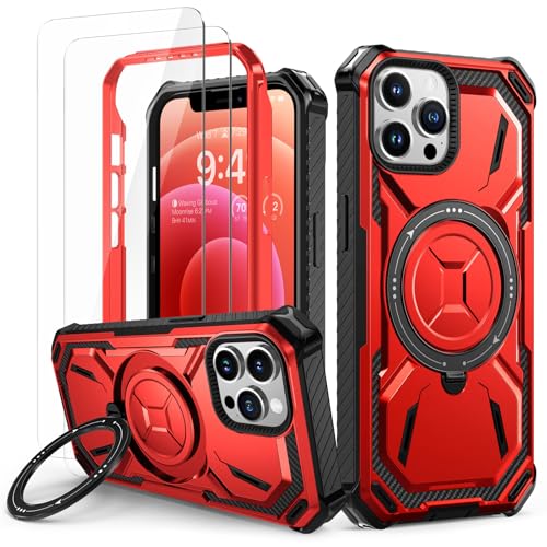 Lanhiem für iPhone 12 Pro Max Hülle mit 2 Stück Schutzfolie, 360° Ring Ständer Schutzhülle, Militärischer Stoßfest Handyhülle für iPhone 12 Pro Max Case, Rot Lanhiem für iPhone 12 Pro Max Hülle mit 2 Stück Schutzfolie, 360° Ring Ständer Schutzhülle, Militärischer Stoßfest Handyhülle für iPhone 12 Pro Max Case, Rot von Lanhiem