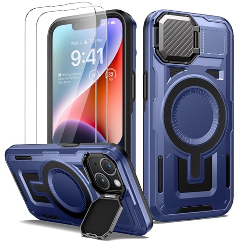 Lanhiem für iPhone 13/iPhone 14 Hülle mit Kameraschutz Ständer und 2 Stück Panzerglas, Magnetisch Handyhülle iPhone 13/ iPhone 14 Case Militär Stoßfest Outdoor Robust Schutzhülle Magnet Cover, Blau Lanhiem für iPhone 13/iPhone 14 Hülle mit Kameraschutz Ständer und 2 Stück Panzerglas, Magnetisch Handyhülle iPhone 13/ iPhone 14 Case Militär Stoßfest Outdoor Robust Schutzhülle Magnet Cover, Blau von Lanhiem