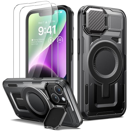 Lanhiem für iPhone 13/iPhone 14 Hülle mit Kameraschutz Ständer und 2 Stück Panzerglas, Magnetisch Handyhülle iPhone 13/ iPhone 14 Case Militär Stoßfest Outdoor Robust Schutzhülle Magnet Cover, Schwarz Lanhiem für iPhone 13/iPhone 14 Hülle mit Kameraschutz Ständer und 2 Stück Panzerglas, Magnetisch Handyhülle iPhone 13/ iPhone 14 Case Militär Stoßfest Outdoor Robust Schutzhülle Magnet Cover, Schwarz von Lanhiem