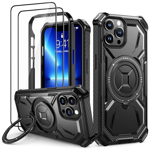 Lanhiem für iPhone 13 Pro Hülle mit 2 Stück Panzerglas und 360° Ring Ständer Handyhülle iPhone 13 Pro Schutzhülle, Militärischer Stoßfest Case Cover, Schwarz Lanhiem für iPhone 13 Pro Hülle mit 2 Stück Panzerglas und 360° Ring Ständer Handyhülle iPhone 13 Pro Schutzhülle, Militärischer Stoßfest Case Cover, Schwarz von Lanhiem