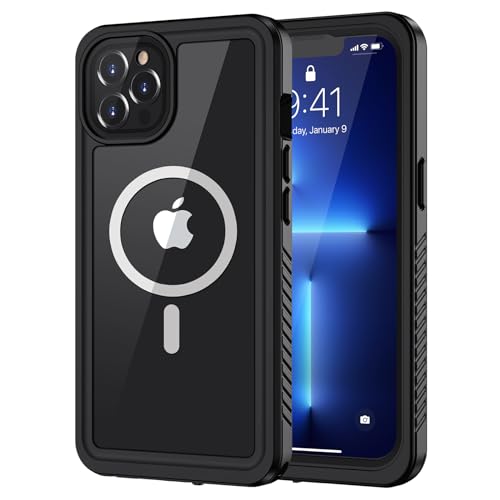 Lanhiem für iPhone 13 Pro Max Hülle, IP68 Wasserdicht [Kompatibel mit Magsafe] Handyhülle iPhone 13 Pro Max Magnetisch Case 360 Grad Panzerhülle Outdoor Stoßfest Schutzhülle, Schwarz von Lanhiem