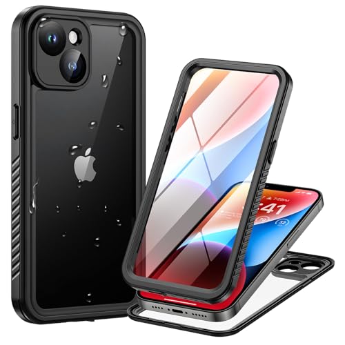 Lanhiem für iPhone 14 / iPhone 13 Hülle Wasserdicht,Handyhülle iPhone 14/13 Schutzhülle Wasserfest mit Magsafe,360 Outdoor Stoßfest Staubdicht Panzerhülle mit Kameraschutz/Displayschutz,Schwarz von Lanhiem