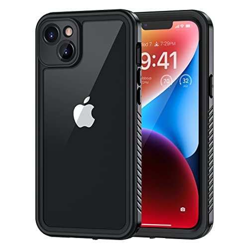 Lanhiem für iPhone 14 Hülle (6.1"), IP68 Wasserdicht Handyhülle iPhone 14 Case 360 Grad Ganzkörper Schutzhülle, Stoßfest Staubdicht Outdoor Panzerhülle mit Eingebautem Displayschutz, Schwarz von Lanhiem