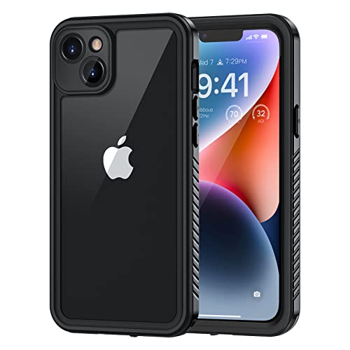 Lanhiem für iPhone 14 Plus Hülle (6.7"), IP68 Wasserdicht Handyhülle iPhone 14 Plus Case 360 Grad Ganzkörper Schutzhülle, Stoßfest Staubdicht Outdoor Panzerhülle mit Eingebautem Displayschutz, Schwarz von Lanhiem