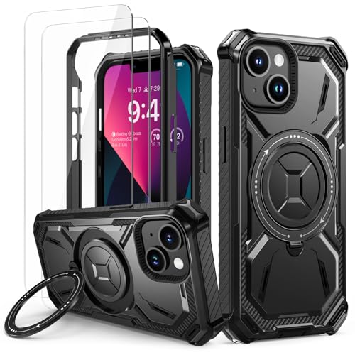 Lanhiem für iPhone 14 Plus Hülle mit 2 Stück Schutzfolie, 360° Ring Ständer Schutzhülle, Militärischer Stoßfest Handyhülle für iPhone 14 Plus Case, Schwarz Lanhiem für iPhone 14 Plus Hülle mit 2 Stück Schutzfolie, 360° Ring Ständer Schutzhülle, Militärischer Stoßfest Handyhülle für iPhone 14 Plus Case, Schwarz von Lanhiem