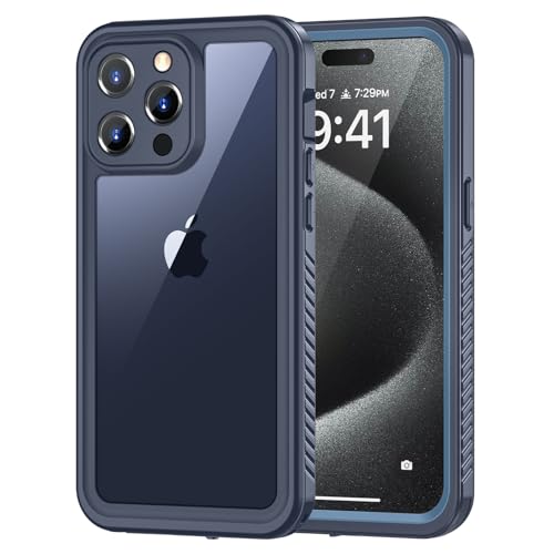 Lanhiem für iPhone 15 Hülle, IP68 Wasserdicht Handyhülle iPhone 15 Case 360 Grad Ganzkörper Schutzhülle, Stoßfest Staubdicht Outdoor Panzerhülle mit Displayschutz, Azurblau von Lanhiem