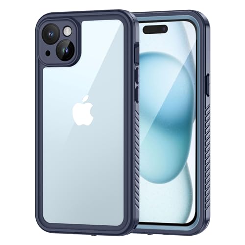 Lanhiem für iPhone 15 Hülle, IP68 Wasserdicht Handyhülle iPhone 15 Case 360 Grad Ganzkörper Schutzhülle, Stoßfest Staubdicht Outdoor Panzerhülle mit Eingebautem Displayschutz, Azurblau von Lanhiem