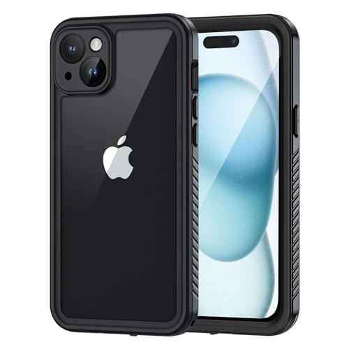 Lanhiem für iPhone 15 Hülle, IP68 Wasserdicht Handyhülle iPhone 15 Case 360 Grad Ganzkörper Schutzhülle, Stoßfest Staubdicht Outdoor Panzerhülle mit Eingebautem Displayschutz, Schwarz von Lanhiem