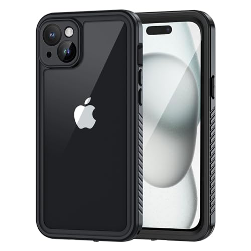 Lanhiem für iPhone 15 Plus Hülle, IP68 Wasserdicht Handyhülle iPhone 15 Plus Case 360 Grad Ganzkörper Schutzhülle, Stoßfest Staubdicht Outdoor Panzerhülle mit Eingebautem Displayschutz, Schwarz von Lanhiem