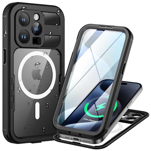 Lanhiem für iPhone 15 Pro Hülle Wasserdicht,Handyhülle für iPhone 15 Pro IP68 Wasserfest Schutzhülle mit Magsafe,360 Outdoor Case Stoßfest Staubdicht Panzerhülle mit Kameraschutz/Displayschutz,Schwarz Lanhiem für iPhone 15 Pro Hülle Wasserdicht,Handyhülle für iPhone 15 Pro IP68 Wasserfest Schutzhülle mit Magsafe,360 Outdoor Case Stoßfest Staubdicht Panzerhülle mit Kameraschutz/Displayschutz,Schwarz von Lanhiem