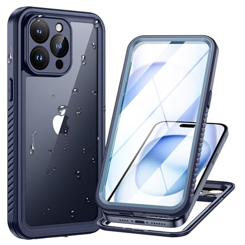 Lanhiem für iPhone 15 Pro Max Hülle Wasserdicht,Handyhülle iPhone 15 Pro Max Wasserfest Schutzhülle,360 Outdoor Stoßfest Staubdicht Panzerhülle mit Kameraschutz/Displayschutz,Titan Blau von Lanhiem