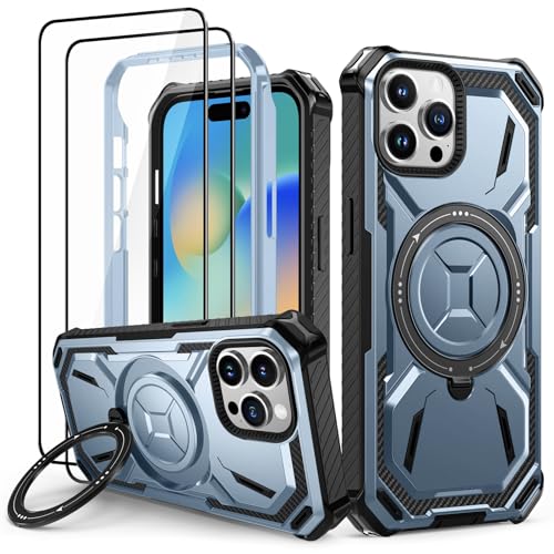 Lanhiem für iPhone 15 Pro Max Hülle mit 2 Stück Panzerglas, 360° Ring Ständer Schutzhülle, Militärischer Stoßfest Handyhülle für iPhone 15 Pro Max Case, Blau Lanhiem für iPhone 15 Pro Max Hülle mit 2 Stück Panzerglas, 360° Ring Ständer Schutzhülle, Militärischer Stoßfest Handyhülle für iPhone 15 Pro Max Case, Blau von Lanhiem