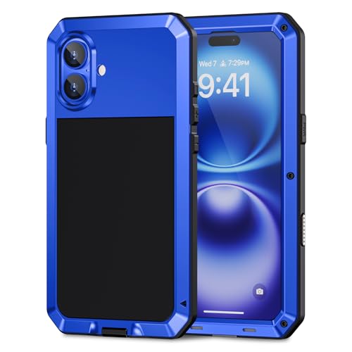 Lanhiem für iPhone 16 Hülle, Metall Handyhülle iPhone 16 Case Robust Stoßfest Ganzkörper Militärstandard Schutzhülle Outdoor Heavy Duty Case mit Eingebautem Displayschutz, Blau Lanhiem für iPhone 16 Hülle, Metall Handyhülle iPhone 16 Case Robust Stoßfest Ganzkörper Militärstandard Schutzhülle Outdoor Heavy Duty Case mit Eingebautem Displayschutz, Blau von Lanhiem