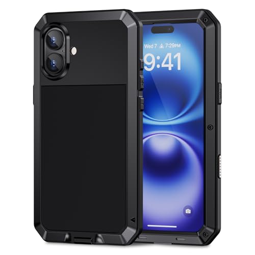 Lanhiem für iPhone 16 Hülle, Metall Handyhülle iPhone 16 Case Robust Stoßfest Ganzkörper Militärstandard Schutzhülle Outdoor Heavy Duty Case mit Eingebautem Displayschutz, Schwarz Lanhiem für iPhone 16 Hülle, Metall Handyhülle iPhone 16 Case Robust Stoßfest Ganzkörper Militärstandard Schutzhülle Outdoor Heavy Duty Case mit Eingebautem Displayschutz, Schwarz von Lanhiem